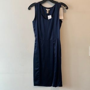 NWT J. Crew 100% Silk “Kendall” Navy Dress SZ 0 Good For Bridesmaid, Wedding